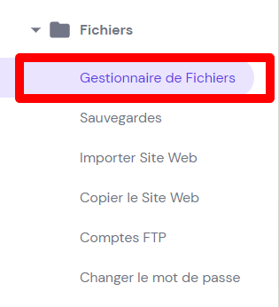 Gestionnaire de fichiers sur hPanel