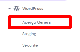 Le bouton Aperçu général de WordPress sur hPanel