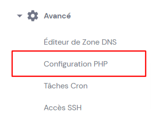 Configuration PHP sur hPanel