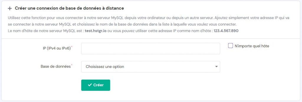 Créer une nouvelle base de données mySQL sur hPanel