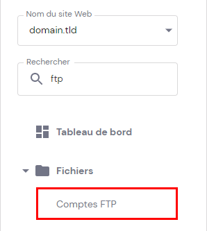 Capture d'écran montrant où se trouve le bouton Compte FTP sur hPanel
