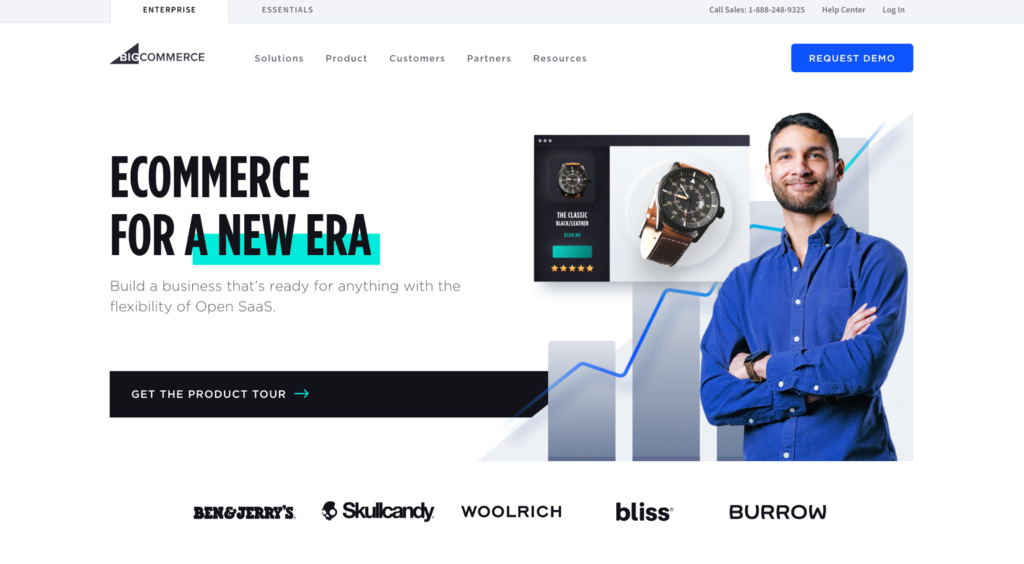 La page d'accueil de BigCommerce - Créateur de site ecommerce