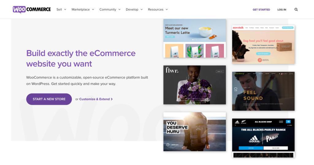 Page d'accueil du créateur site ecommerce WooCommerce
