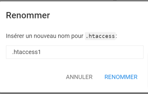 Renommer le fichier .htaccess