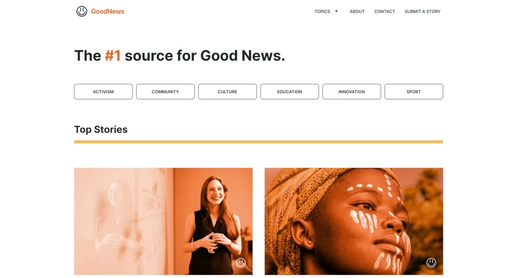 Page d'accueil de Good News