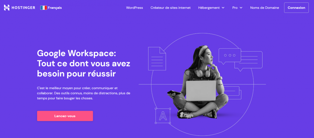 La page d'accueil Google Workspace de Hostinger