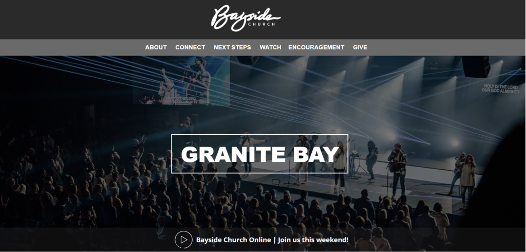 Page d'accueil du site de l'église Bayside