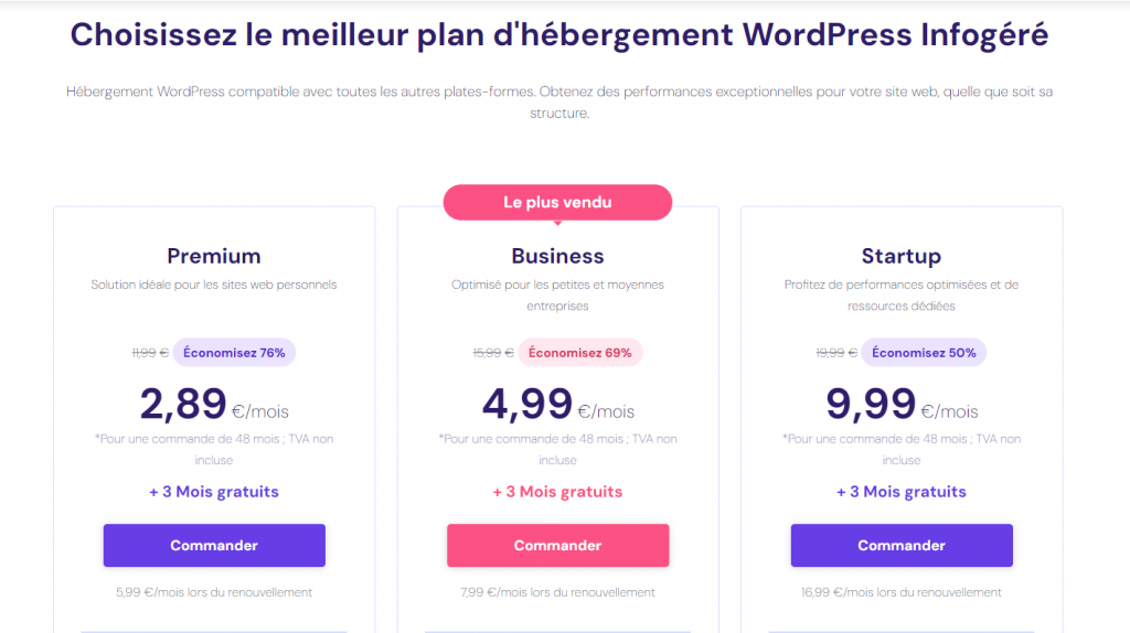 hébergement WordPress infogéré Hostinger