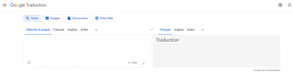 page d'accueil google translate