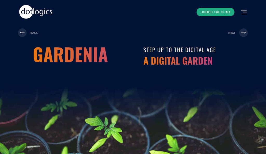 Aperçu de la page d'accueil de Gardenia sur la page portfolio de Dotlogic