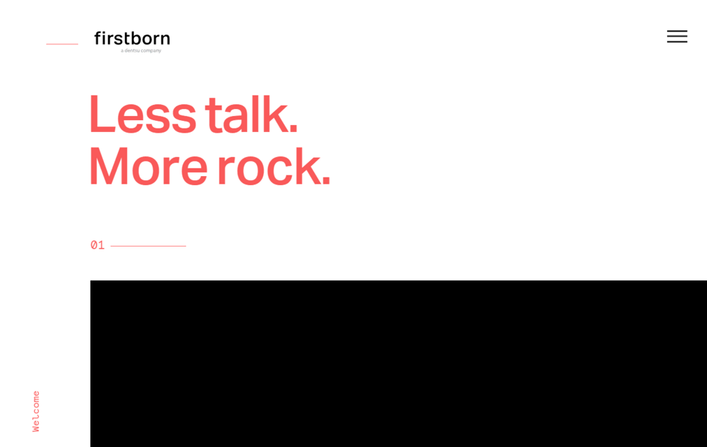 La page d'accueil de Firstborn, une agence d'innovation créative