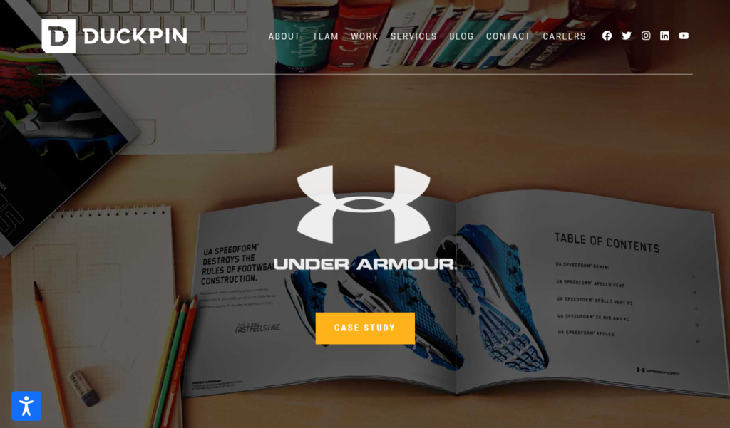 La page d'accueil de Duckpin, une agence web, de design et de marketing