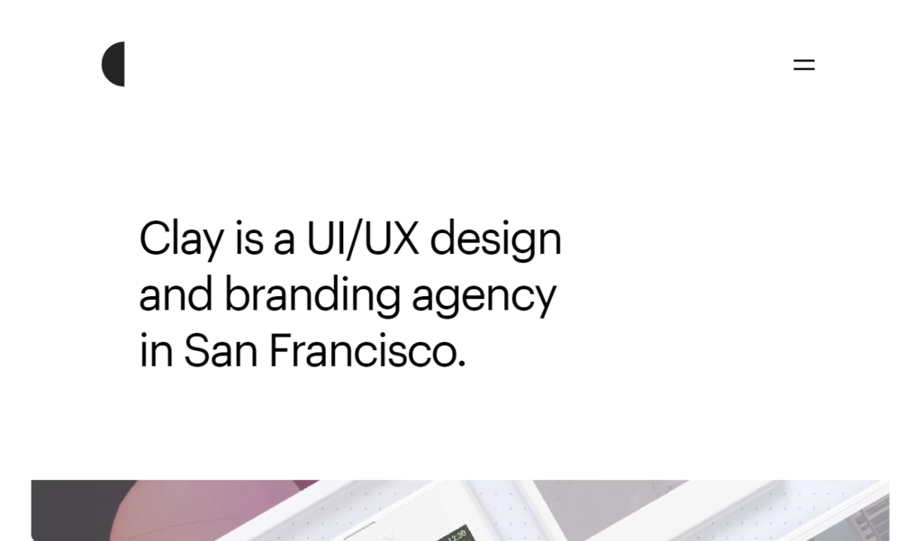 La page d'accueil de Clay, l'une des agences numériques les plus populaires pour le design UI_UX