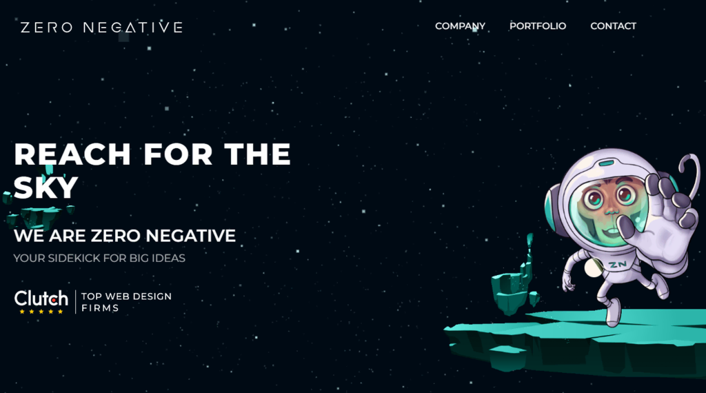 Zero Negative, l'une des meilleures sociétés de conception de sites web, page d'accueil