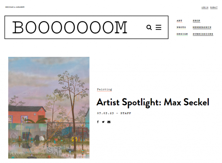 Article "Artist Spotlight" sur le site Booooooom présentant Max Seckel