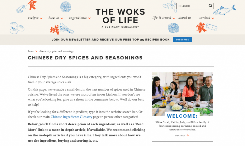 Article sur les épices et assaisonnements secs chinois sur le site web The Woks of Life