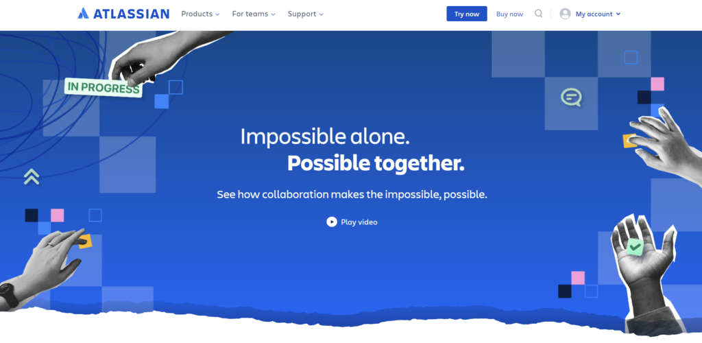 la page d'accueil d'Atlassian