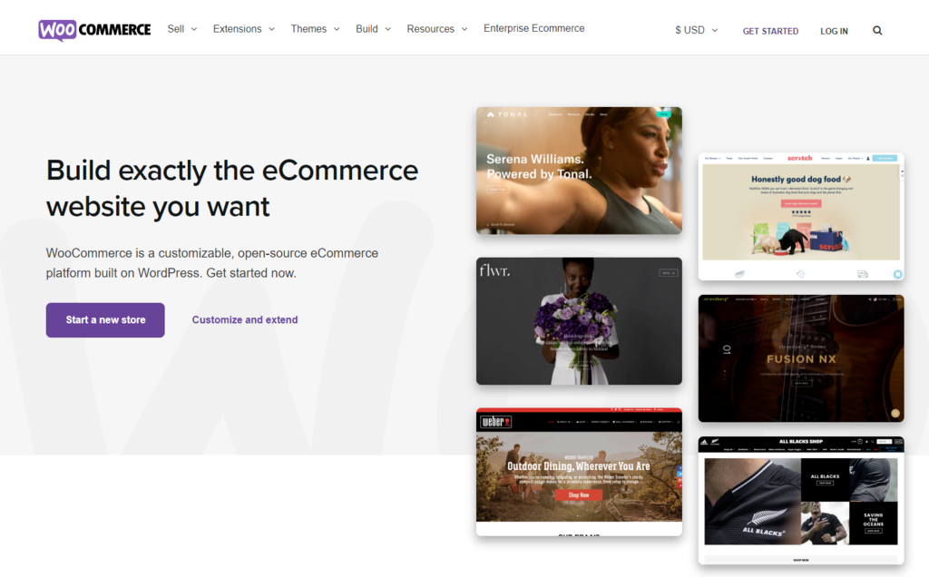 Page d'accueil de WooCommerce