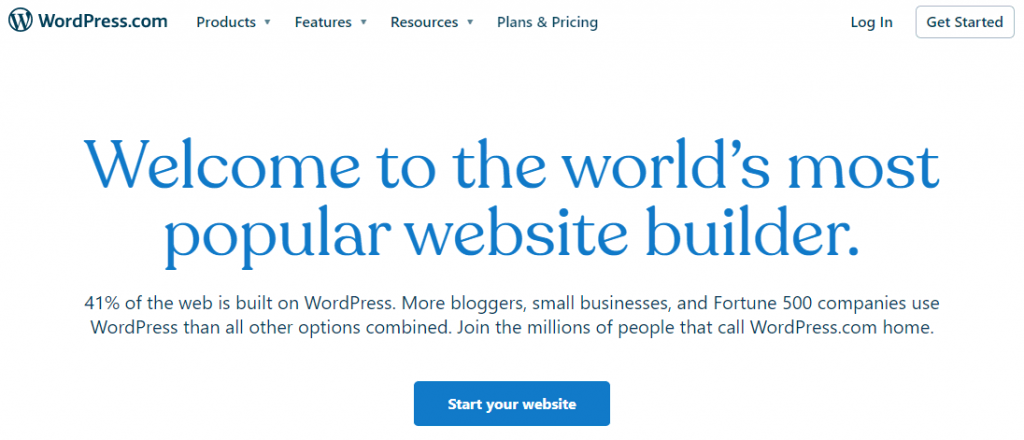 page d'accueil de WordPress.com