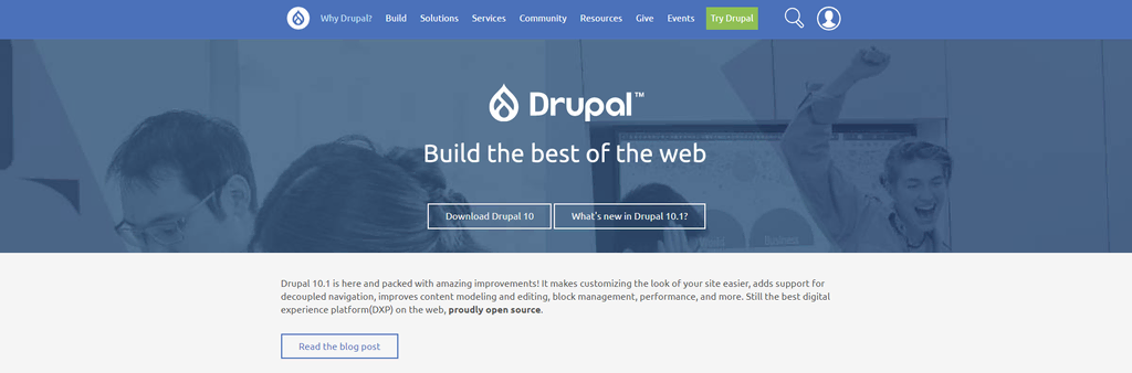Page d'accueil Drupal