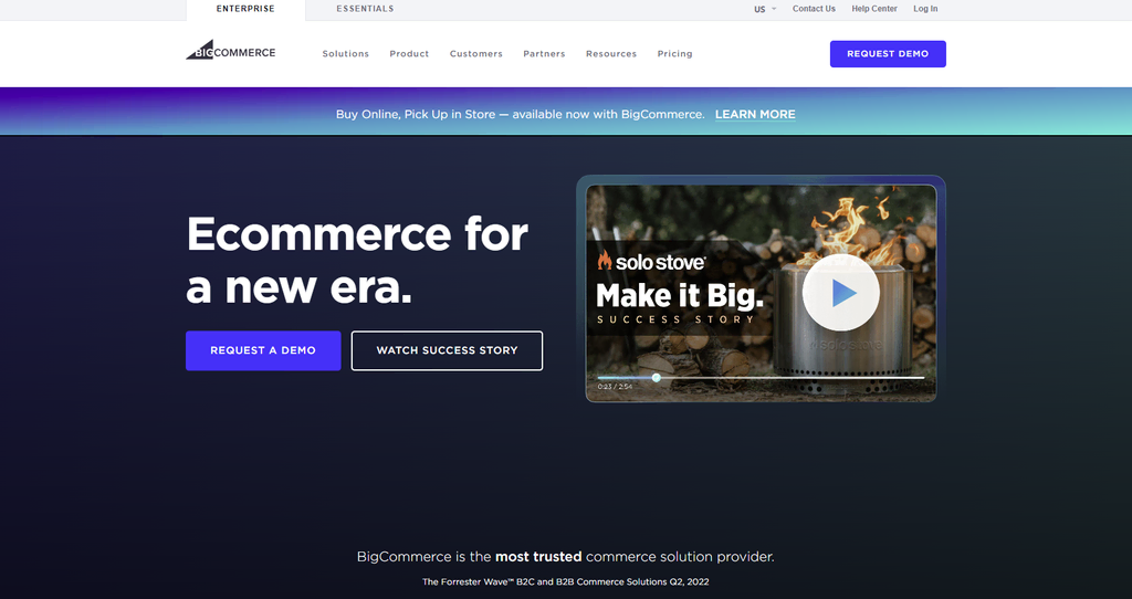 Page d'accueil de BigCommerce