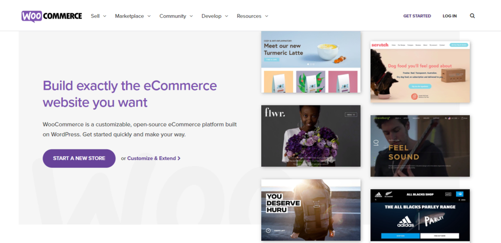 Page d'accueil de WooCommerce.
