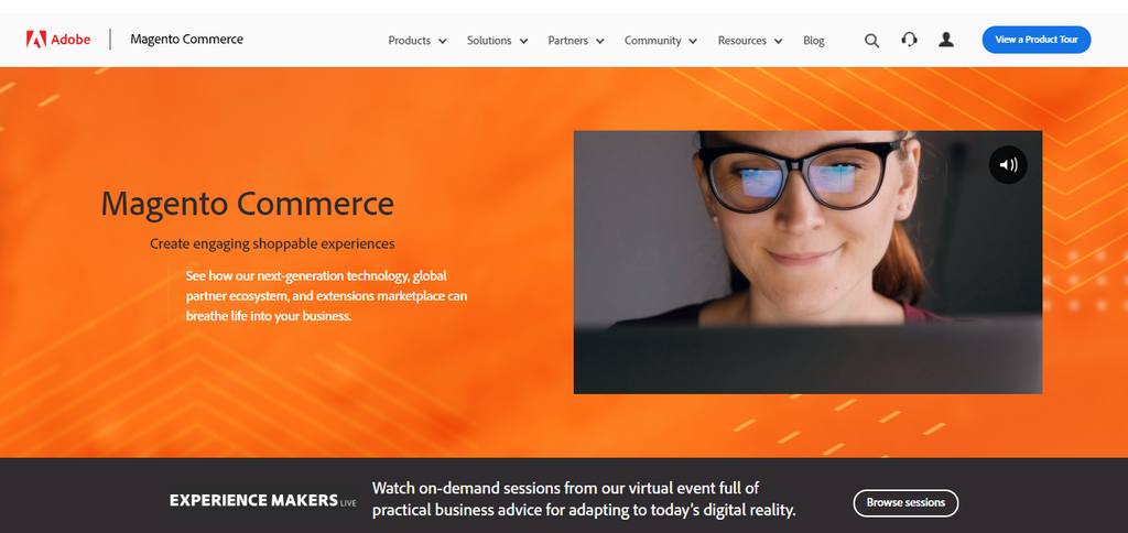 Page d'accueil de Magento.