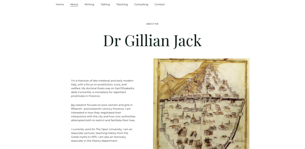 Page à propos de nous de Dr Gillian Jack