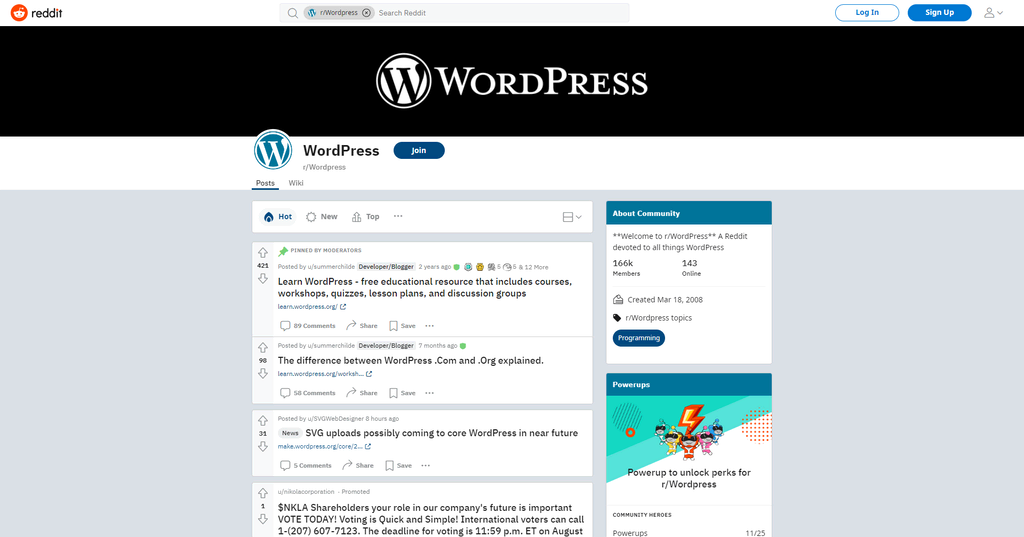 WordPress subreddit, un forum actif pour WordPress.