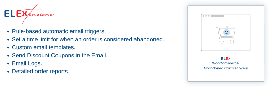 Le plugin WordPress ELEX WooCommerce Abandoned Cart Recovery