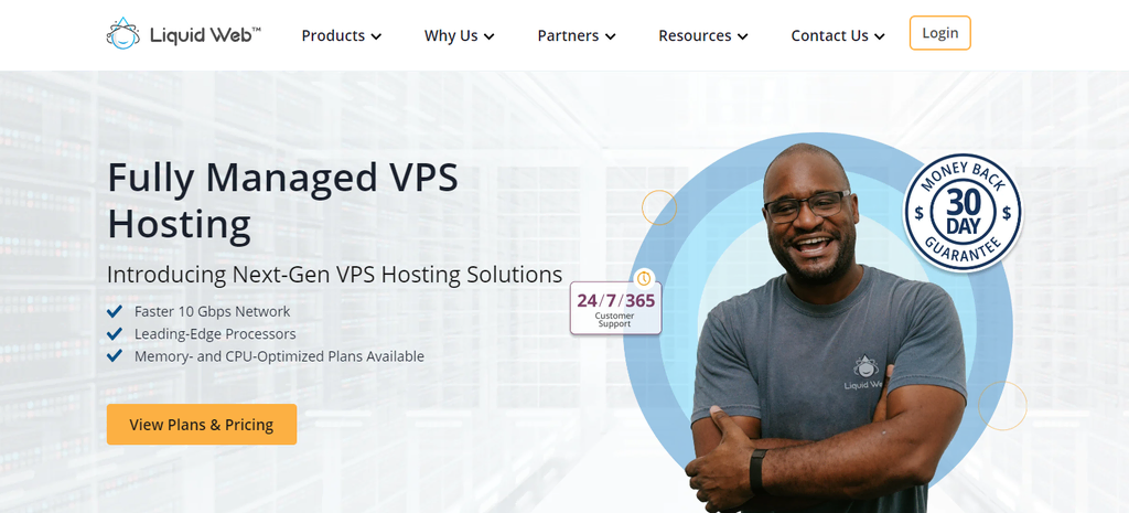 Page d'accueil de l'hébergement VPS de LiquidWeb