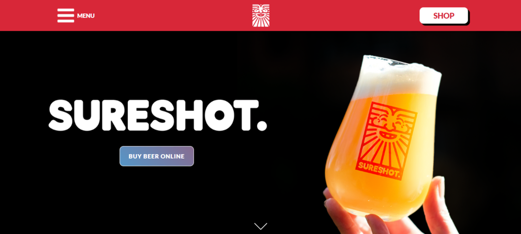 Page d'accueil du site de Sureshot Brewing