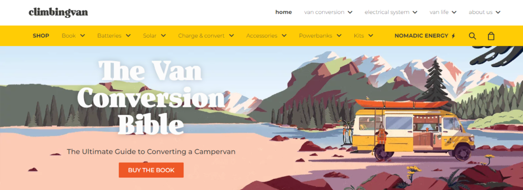 Page d'accueil du site Climbingvan