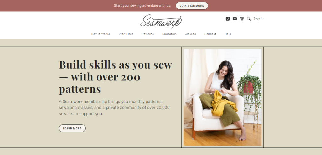 Page d'accueil du site Seamwork