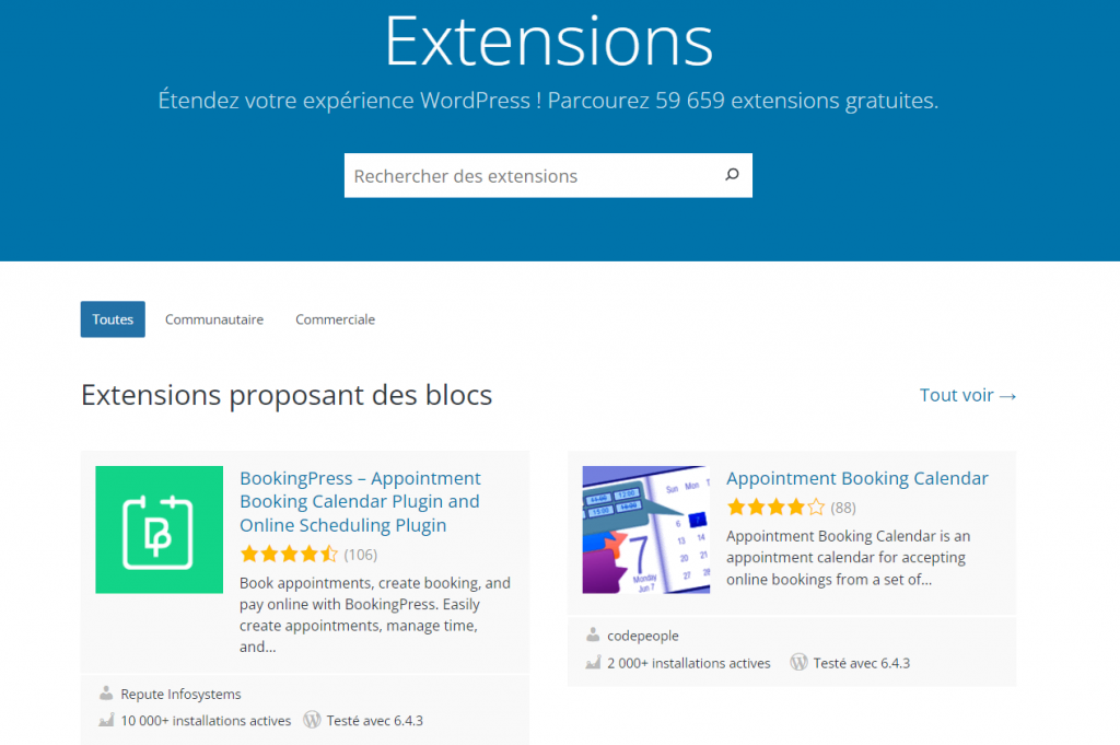 Le répertoire officiel des extensions WordPress