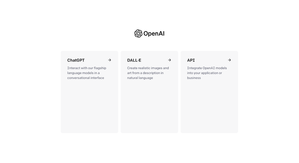 Écran de sélection de OpenAI