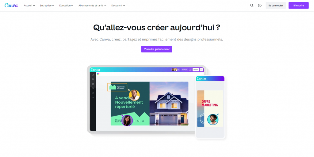 Landing page de Canva