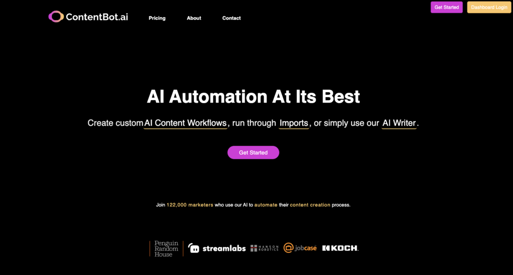 Landing page ContentBot 