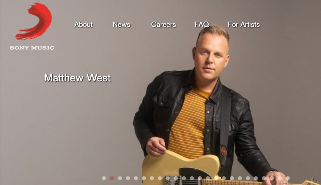 Page d'accueil de Sony Music
