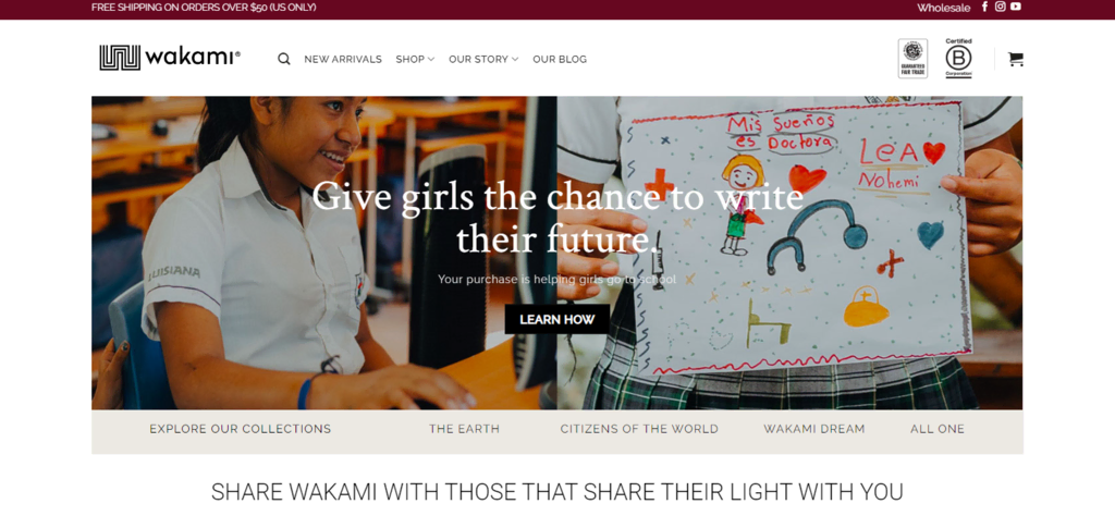 Page d'accueil du site Wakami
