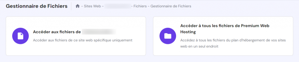 Page du Gestionnaire de fichiers hPanel