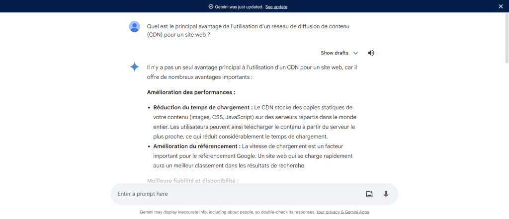 Exemple d'une invite utilisant la technique de recherche d'informations