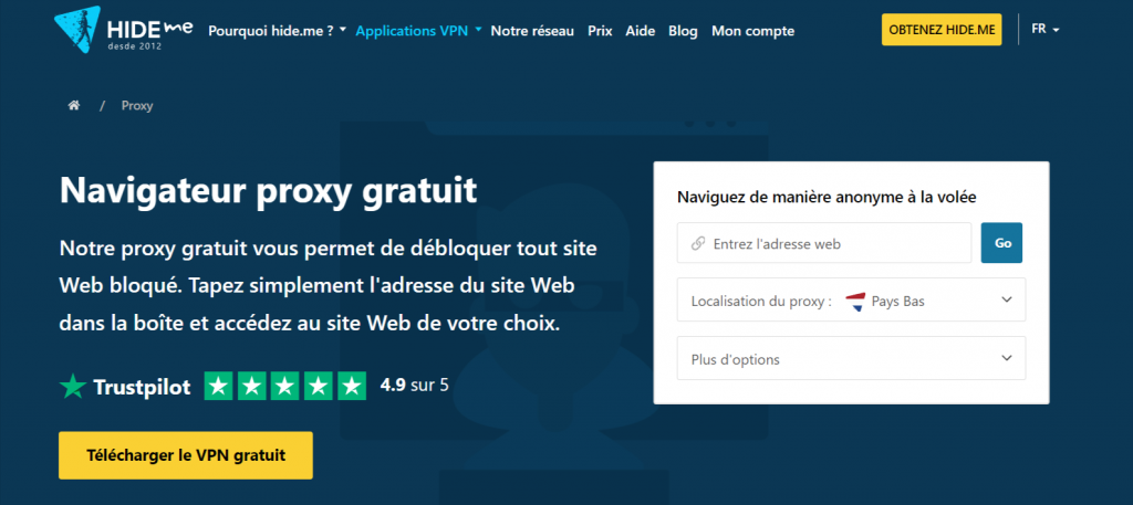 Le service proxy hide.me