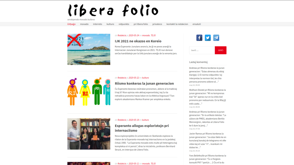 Page d'accueil de Libera Folio