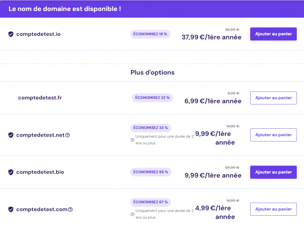 Coût d'un domaine .io comparé à d'autres TLD