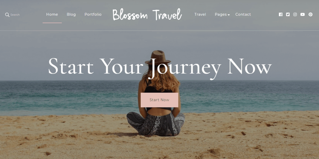 capture d'écran pour le thème de blog  blossom travel