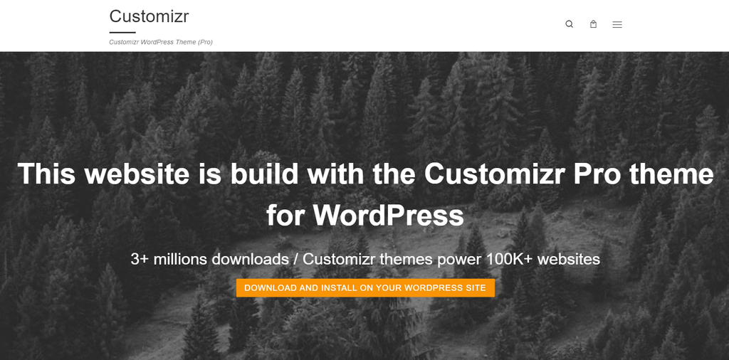 capture d'écran pour le thème WordPress customizr
