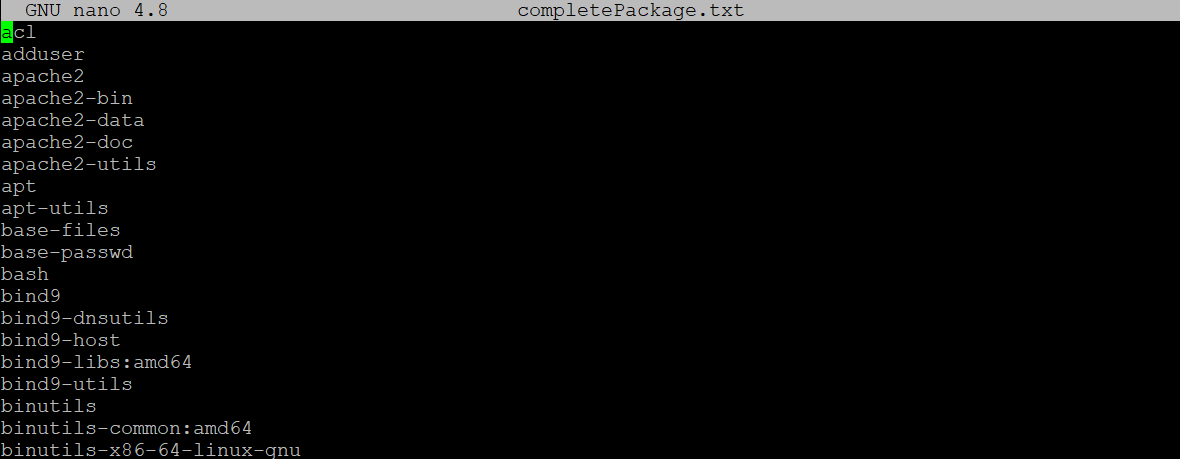 La liste des packages installés dans le fichier complatepackage.txt