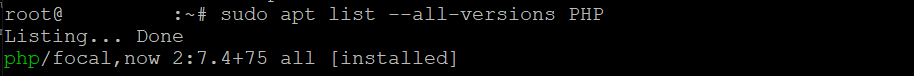 La commande apt liste toutes les versions installées des packages PHP
