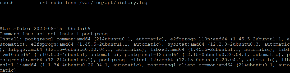 L'historique des modifications du paquet dans Terminal